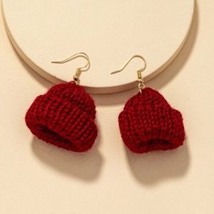 ⭐️ Adorable Knitted Beanie Snow Cap Drop Earrings ❄️